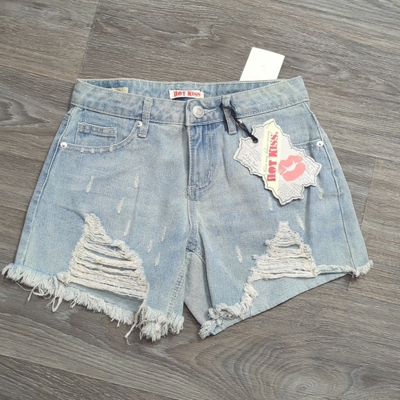 Hot Kiss Pants - ⭐NWT Hot Kiss Distressed Mid Rise Shorts